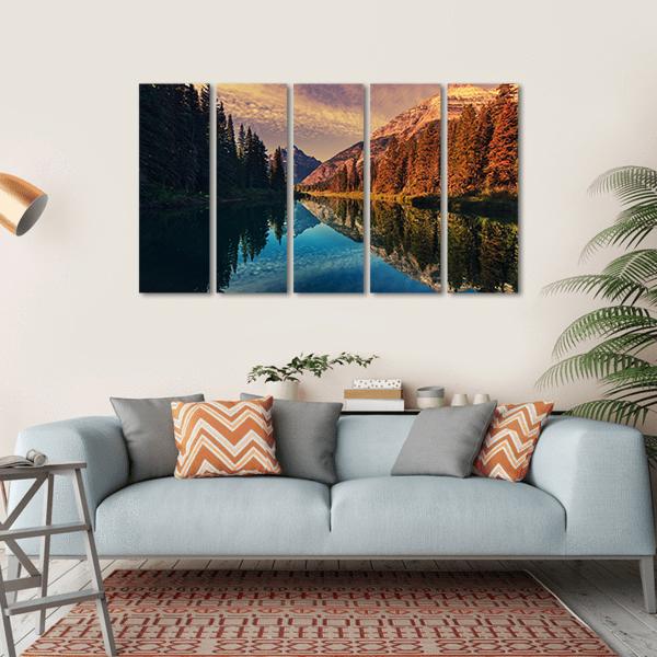 Lake In Grand Teton Canvas Wall Art-5 Horizontal-Gallery Wrap-22" x 12"-Tiaracle
