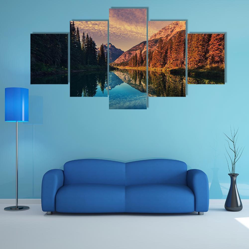 Lake In Grand Teton Canvas Wall Art-5 Star-Gallery Wrap-62" x 32"-Tiaracle