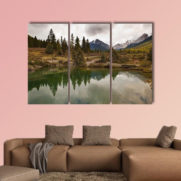 Lake In Jonston Canyon Canvas Wall Art-3 Horizontal-Gallery Wrap-37" x 24"-Tiaracle
