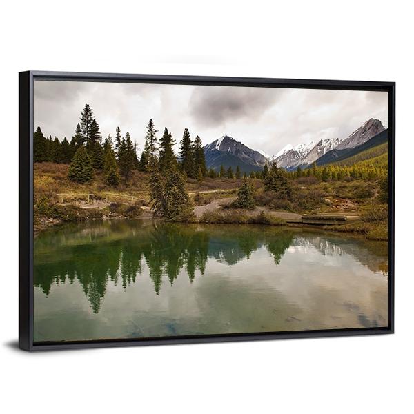 Lake In Jonston Canyon Canvas Wall Art-3 Horizontal-Gallery Wrap-25" x 16"-Tiaracle