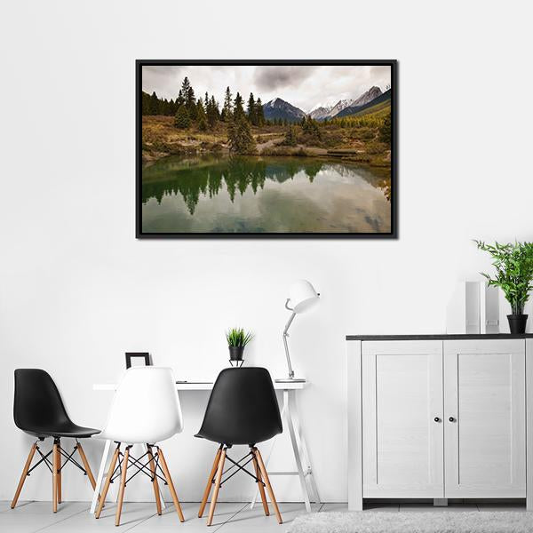 Lake In Jonston Canyon Canvas Wall Art-3 Horizontal-Gallery Wrap-25" x 16"-Tiaracle