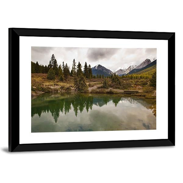 Lake In Jonston Canyon Canvas Wall Art-3 Horizontal-Gallery Wrap-25" x 16"-Tiaracle