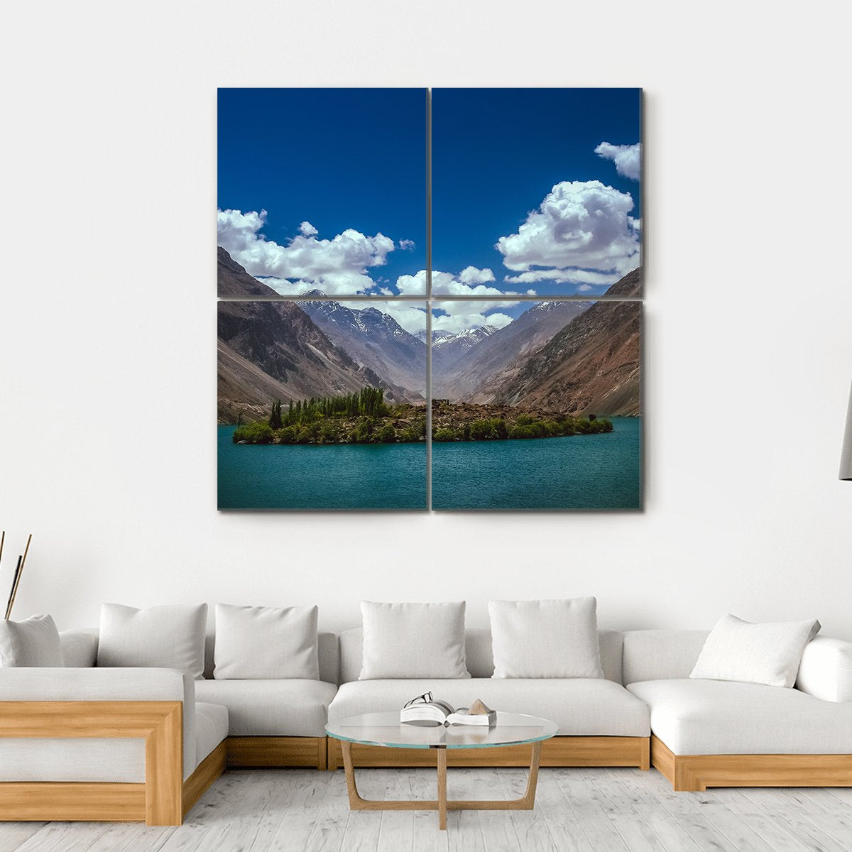 Lake In Karakoram Pakistan Canvas Wall Art-4 Square-Gallery Wrap-17" x 17"-Tiaracle