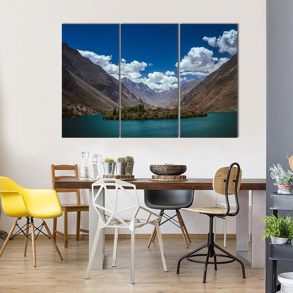 Lake In Karakoram Pakistan Canvas Wall Art-4 Pop-Gallery Wrap-50" x 32"-Tiaracle