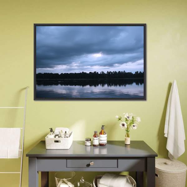 Lake In Latvia Canvas Wall Art-1 Piece-Floating Frame-24" x 16"-Tiaracle