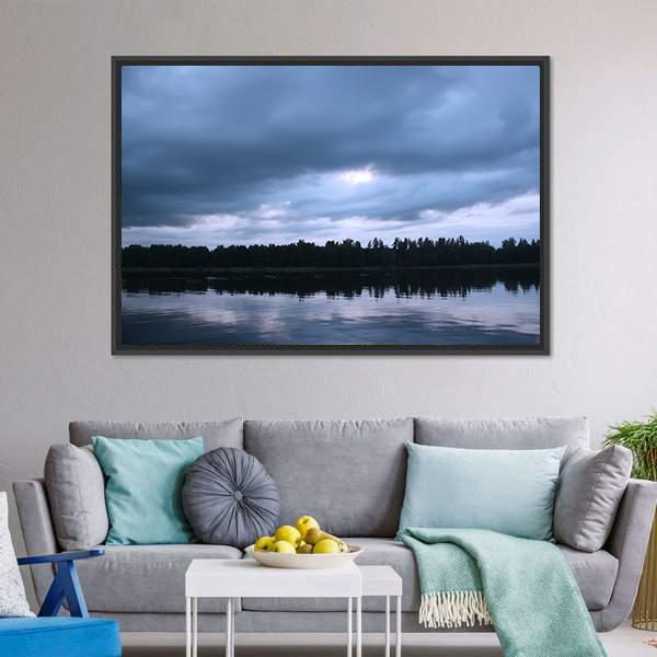 Lake In Latvia Canvas Wall Art-3 Horizontal-Gallery Wrap-25" x 16"-Tiaracle