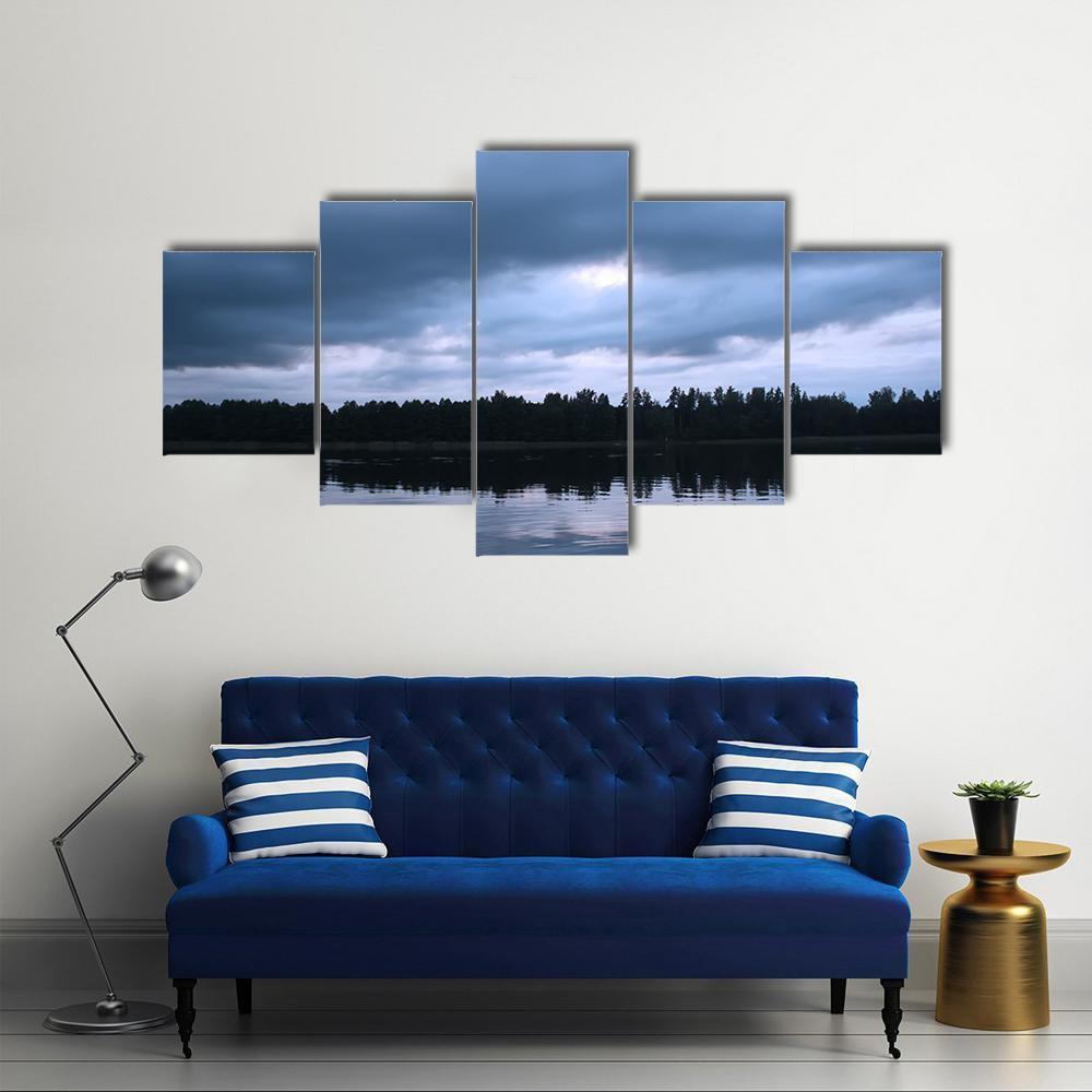 Lake In Latvia Canvas Wall Art-5 Star-Gallery Wrap-62" x 32"-Tiaracle