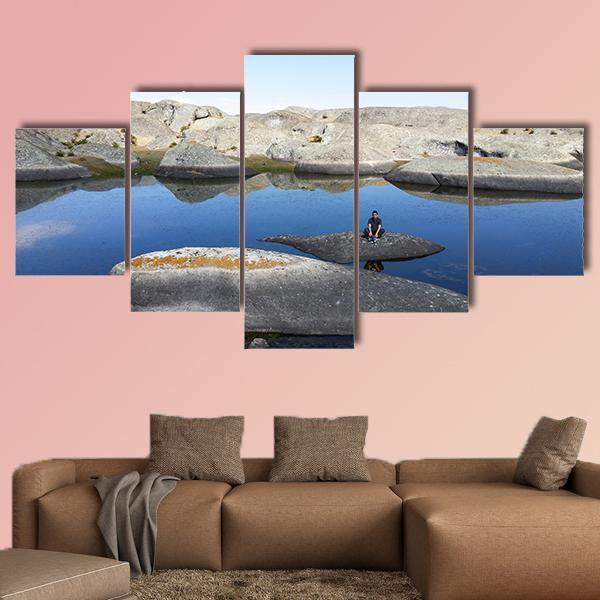 Lake in Marcahuasi Canvas Wall Art-5 Star-Gallery Wrap-62" x 32"-Tiaracle