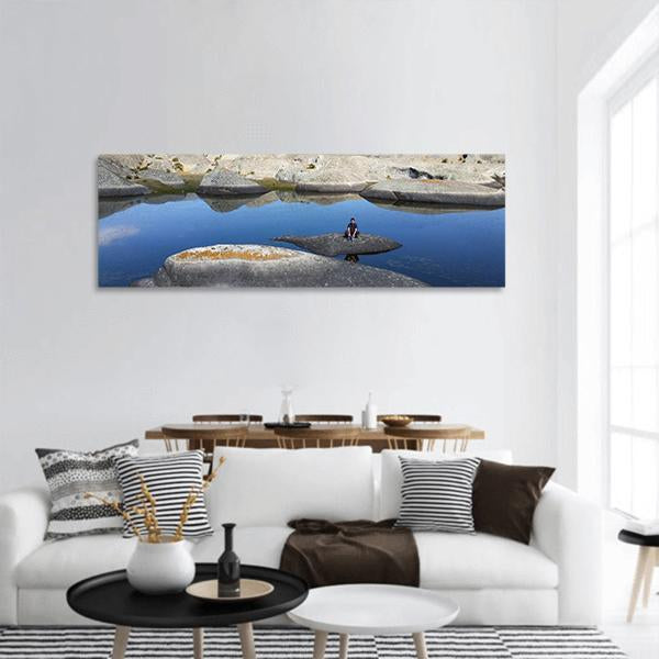 Lake In Marcahuasi Panoramic Canvas Wall Art-3 Piece-25" x 08"-Tiaracle
