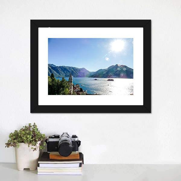 Lake In Mountain Canvas Wall Art-1 Piece-Framed Print-20" x 16"-Tiaracle