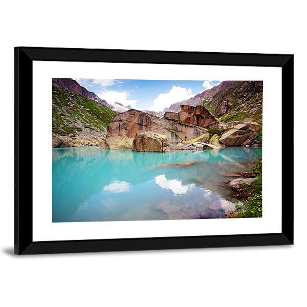 Lake In Mountains Canvas Wall Art-5 Horizontal-Gallery Wrap-22" x 12"-Tiaracle
