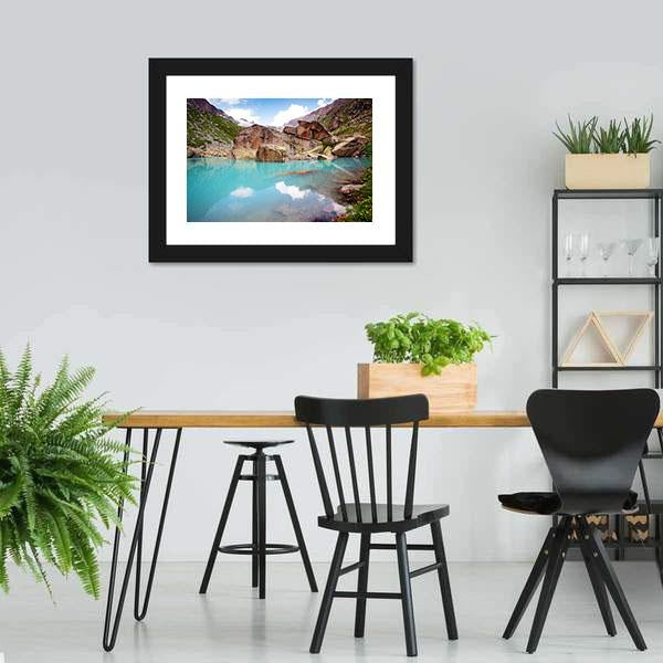 Lake In Mountains Canvas Wall Art-5 Horizontal-Gallery Wrap-22" x 12"-Tiaracle