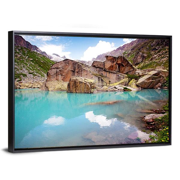 Lake In Mountains Canvas Wall Art-5 Horizontal-Gallery Wrap-22" x 12"-Tiaracle
