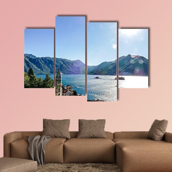 Lake In Mountain Canvas Wall Art-4 Pop-Gallery Wrap-50" x 32"-Tiaracle