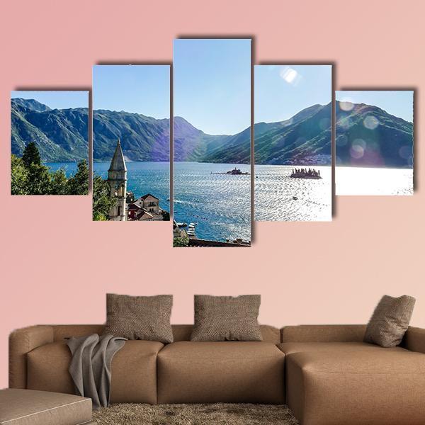 Lake In Mountain Canvas Wall Art-5 Star-Gallery Wrap-62" x 32"-Tiaracle