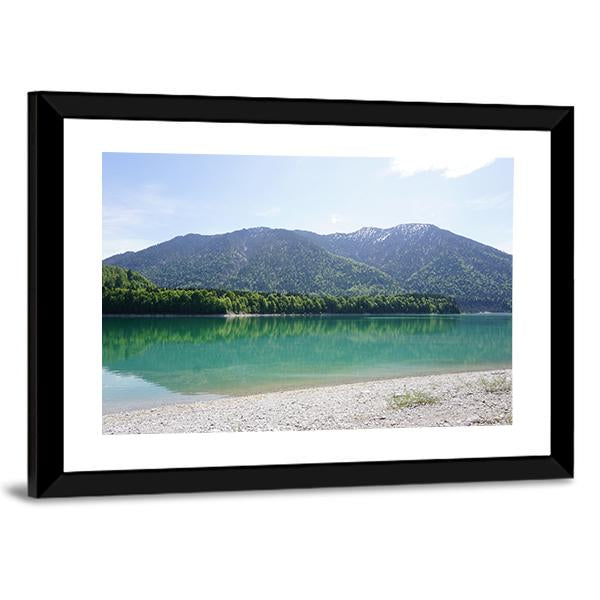 Lake In Mountains Of Bavaria Canvas Wall Art-3 Horizontal-Gallery Wrap-25" x 16"-Tiaracle