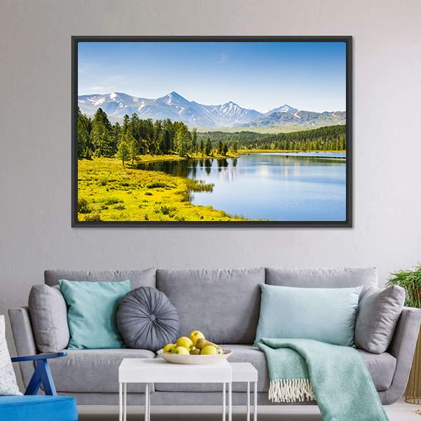 Lake In Mountains Siberia Panoramic Canvas Wall Art-1 Piece-36" x 12"-Tiaracle