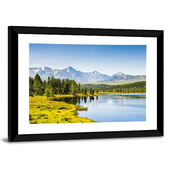 Lake In Mountains Siberia Panoramic Canvas Wall Art-1 Piece-36" x 12"-Tiaracle