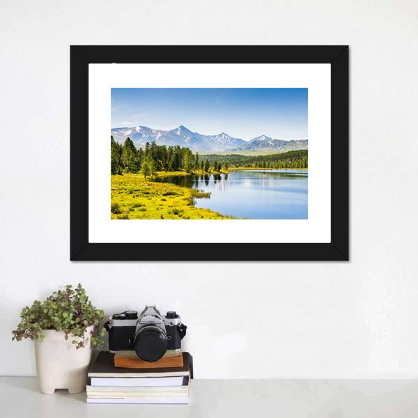 Lake In Mountains Siberia Panoramic Canvas Wall Art-1 Piece-36" x 12"-Tiaracle