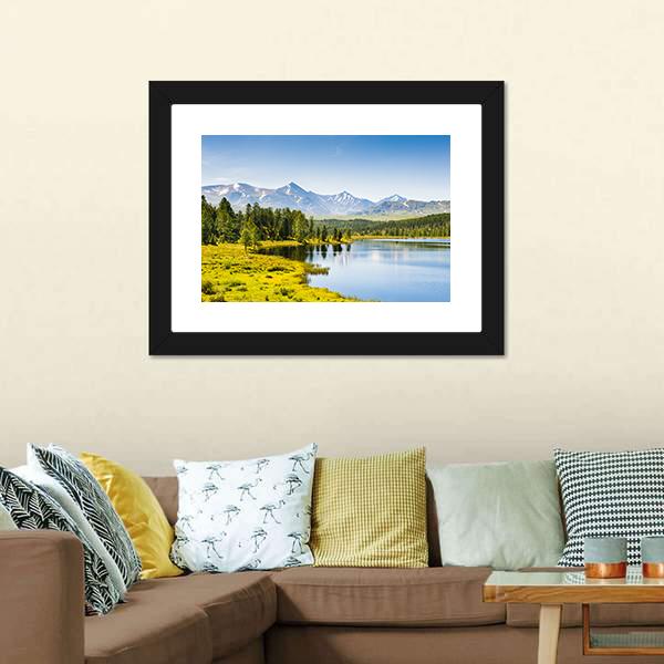 Lake In Mountains Siberia Panoramic Canvas Wall Art-1 Piece-36" x 12"-Tiaracle