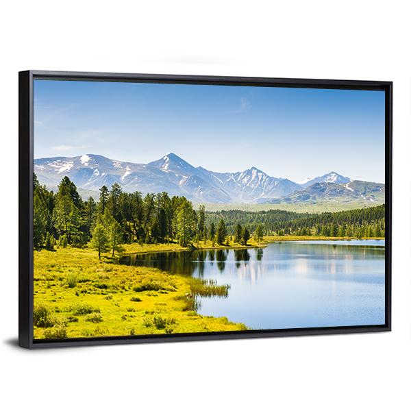 Lake In Mountains Siberia Panoramic Canvas Wall Art-1 Piece-36" x 12"-Tiaracle