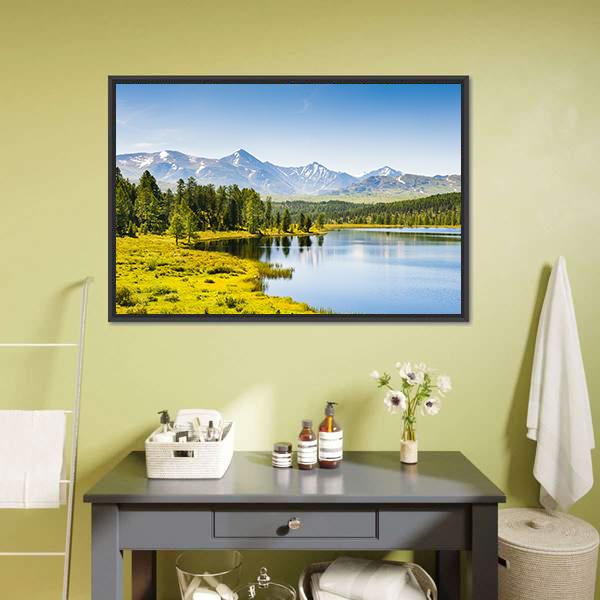 Lake In Mountains Siberia Panoramic Canvas Wall Art-1 Piece-36" x 12"-Tiaracle