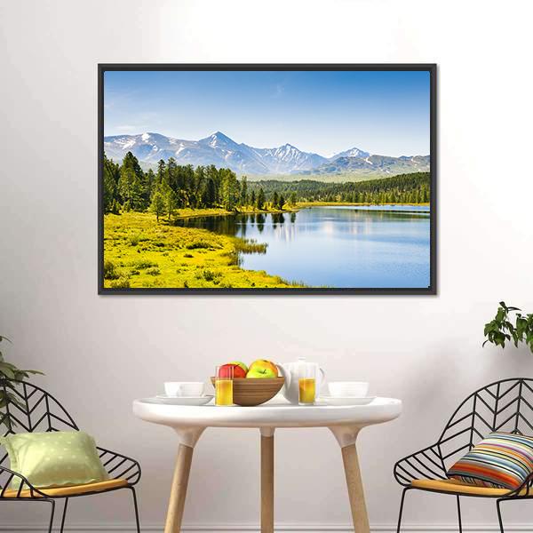 Lake In Mountains Siberia Panoramic Canvas Wall Art-1 Piece-36" x 12"-Tiaracle