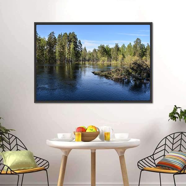 Lake In National Park Russia Canvas Wall Art-3 Horizontal-Gallery Wrap-25" x 16"-Tiaracle