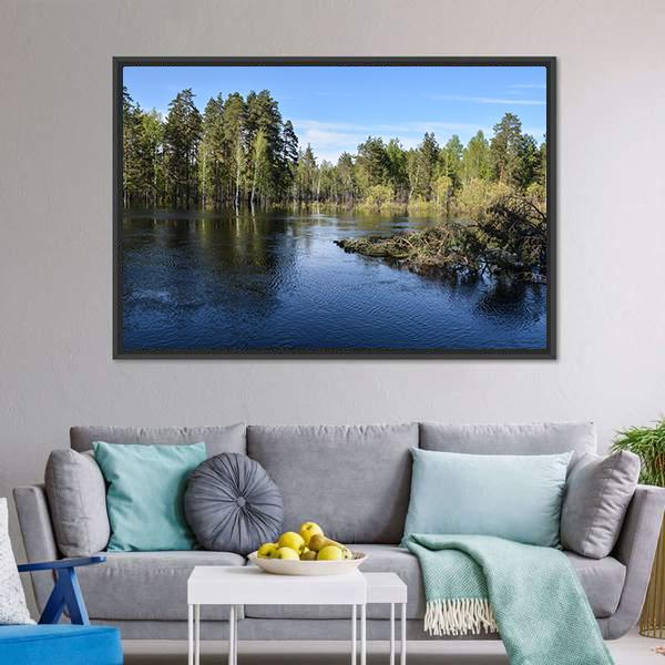 Lake In National Park Russia Canvas Wall Art-3 Horizontal-Gallery Wrap-25" x 16"-Tiaracle