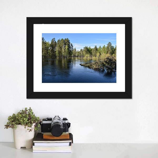 Lake In National Park Russia Canvas Wall Art-1 Piece-Framed Print-20" x 16"-Tiaracle