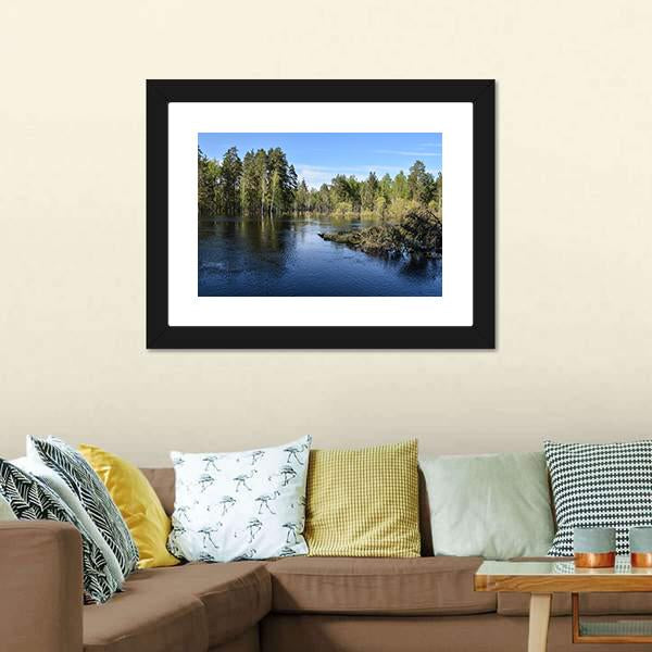 Lake In National Park Russia Canvas Wall Art-3 Horizontal-Gallery Wrap-25" x 16"-Tiaracle