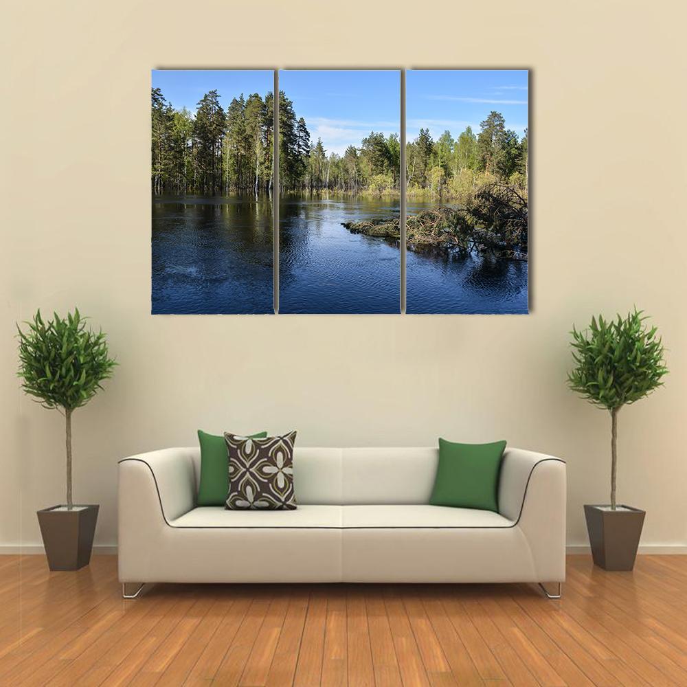 Lake In National Park Russia Canvas Wall Art-3 Horizontal-Gallery Wrap-37" x 24"-Tiaracle