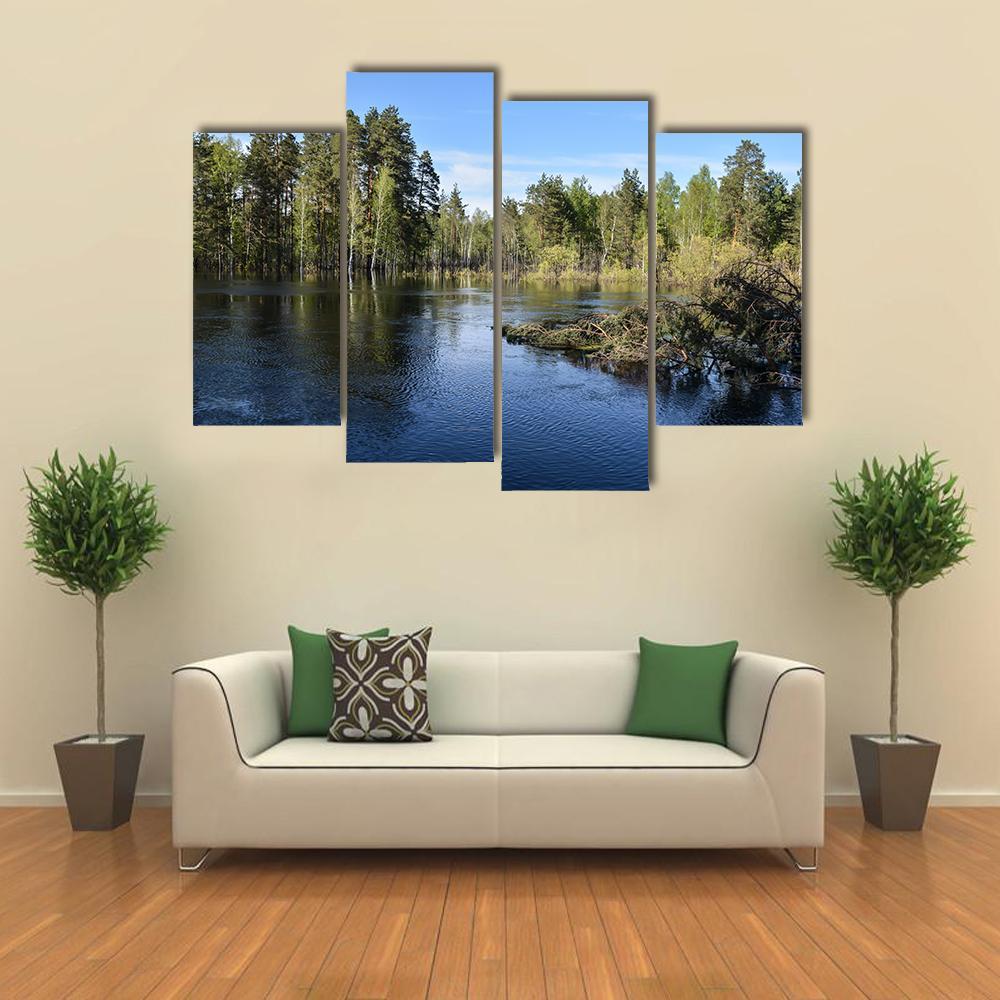 Lake In National Park Russia Canvas Wall Art-4 Pop-Gallery Wrap-50" x 32"-Tiaracle