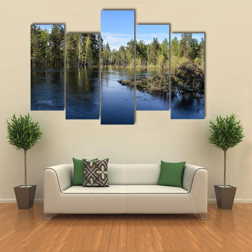 Lake In National Park Russia Canvas Wall Art-5 Pop-Gallery Wrap-47" x 32"-Tiaracle