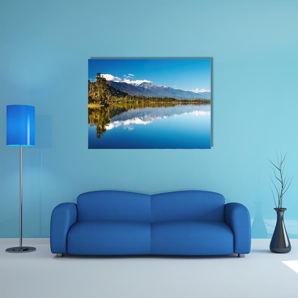 Lake In New Zealand Canvas Wall Art-1 Piece-Gallery Wrap-48" x 32"-Tiaracle