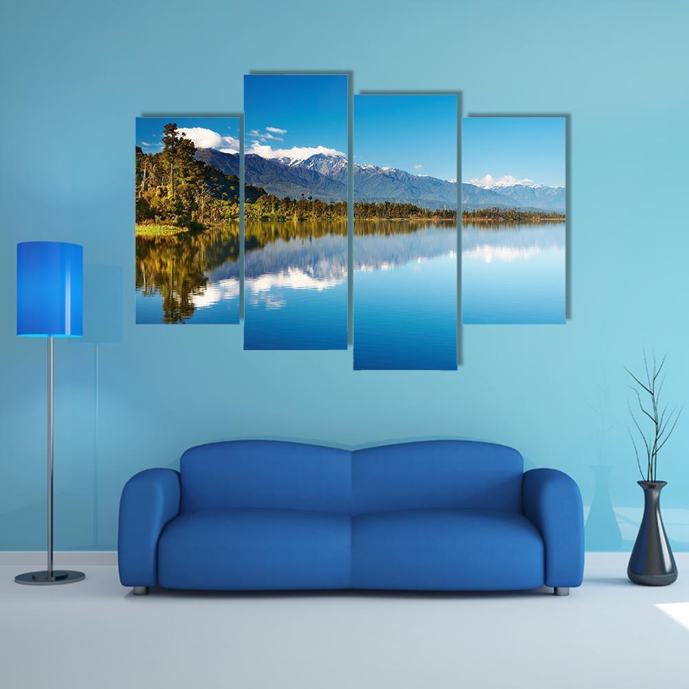 Lake In New Zealand Canvas Wall Art-4 Pop-Gallery Wrap-50" x 32"-Tiaracle