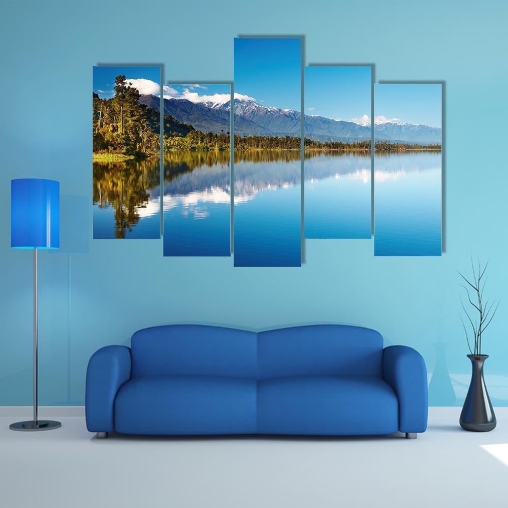 Lake In New Zealand Canvas Wall Art-5 Pop-Gallery Wrap-47" x 32"-Tiaracle