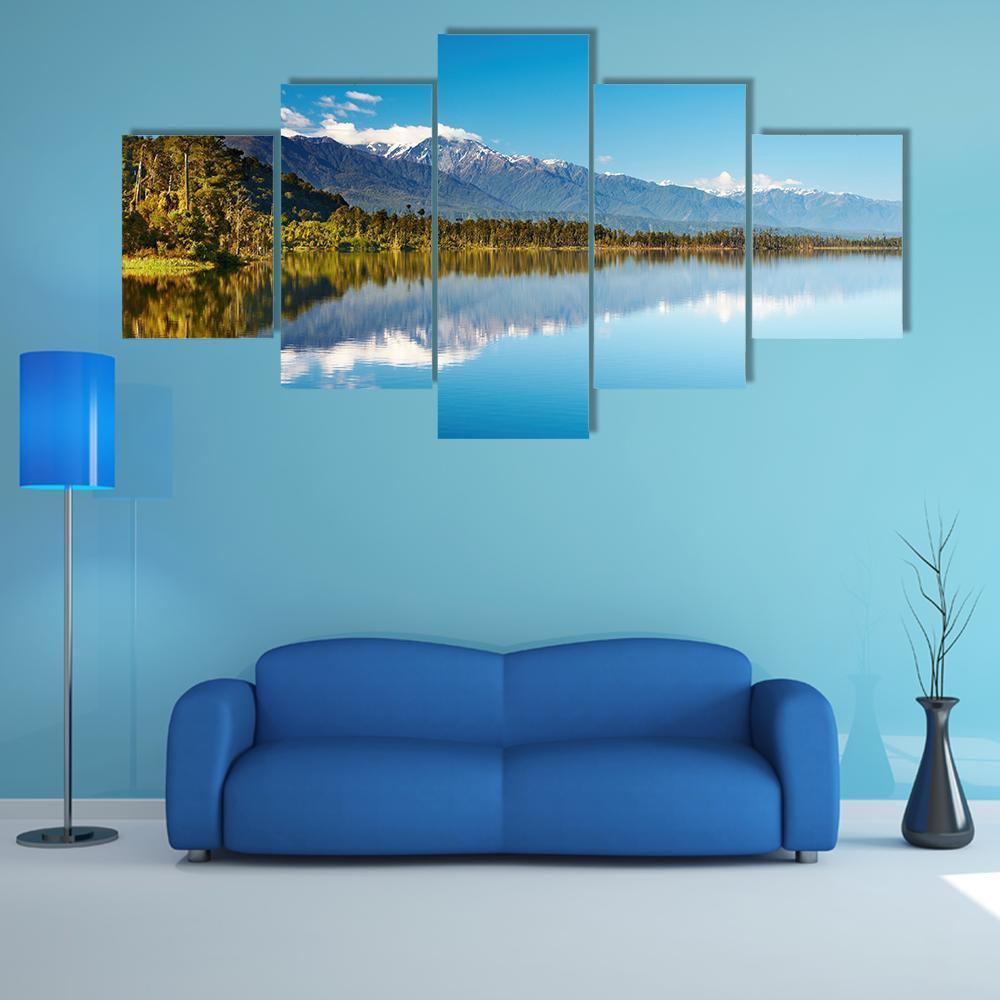 Lake In New Zealand Canvas Wall Art-5 Star-Gallery Wrap-62" x 32"-Tiaracle