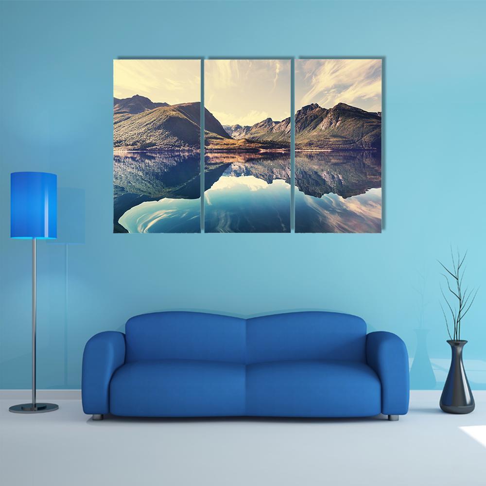 Lake In Norway Canvas Wall Art-3 Horizontal-Gallery Wrap-37" x 24"-Tiaracle