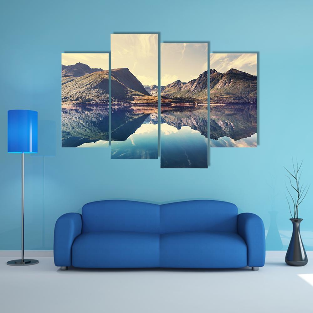 Lake In Norway Canvas Wall Art-4 Pop-Gallery Wrap-50" x 32"-Tiaracle