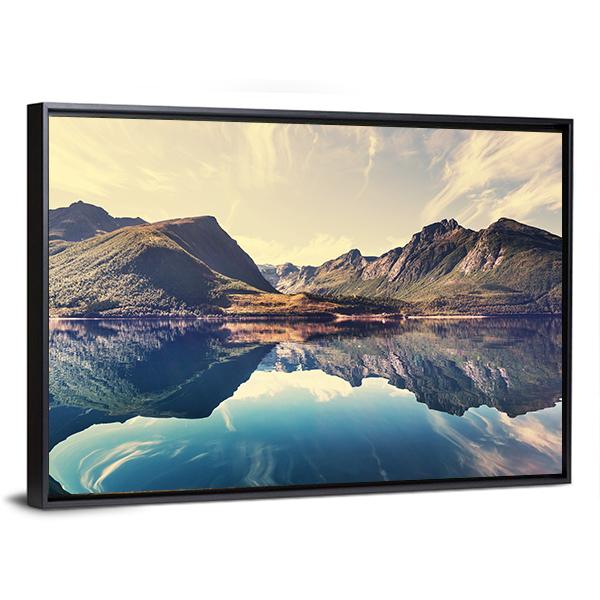 Lake In Norway Canvas Wall Art-3 Horizontal-Gallery Wrap-25" x 16"-Tiaracle