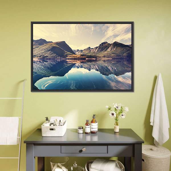 Lake In Norway Canvas Wall Art-3 Horizontal-Gallery Wrap-25" x 16"-Tiaracle