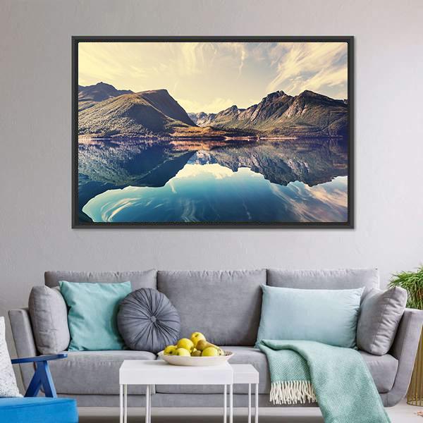 Lake In Norway Canvas Wall Art-3 Horizontal-Gallery Wrap-25" x 16"-Tiaracle