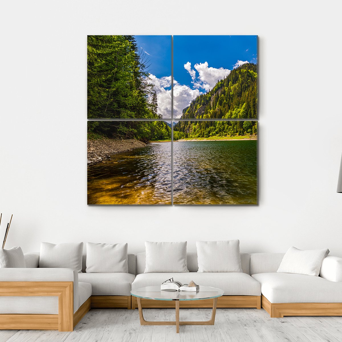 Lake In Parang Mountains Canvas Wall Art-4 Square-Gallery Wrap-17" x 17"-Tiaracle