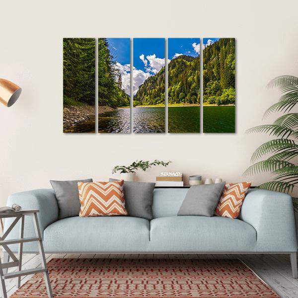 Lake In Parang Mountains Canvas Wall Art-5 Horizontal-Gallery Wrap-22" x 12"-Tiaracle