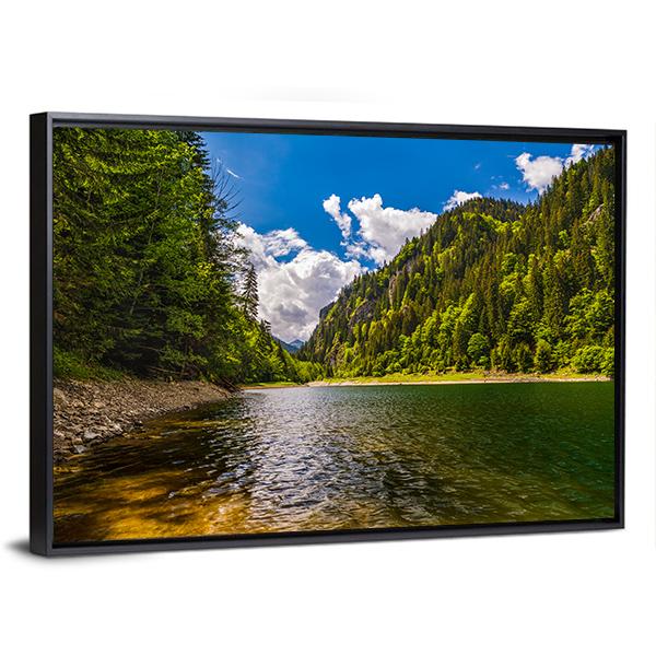 Lake In Parang Mountains Canvas Wall Art-5 Horizontal-Gallery Wrap-22" x 12"-Tiaracle