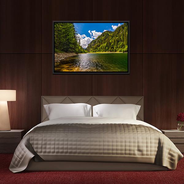 Lake In Parang Mountains Canvas Wall Art-5 Horizontal-Gallery Wrap-22" x 12"-Tiaracle