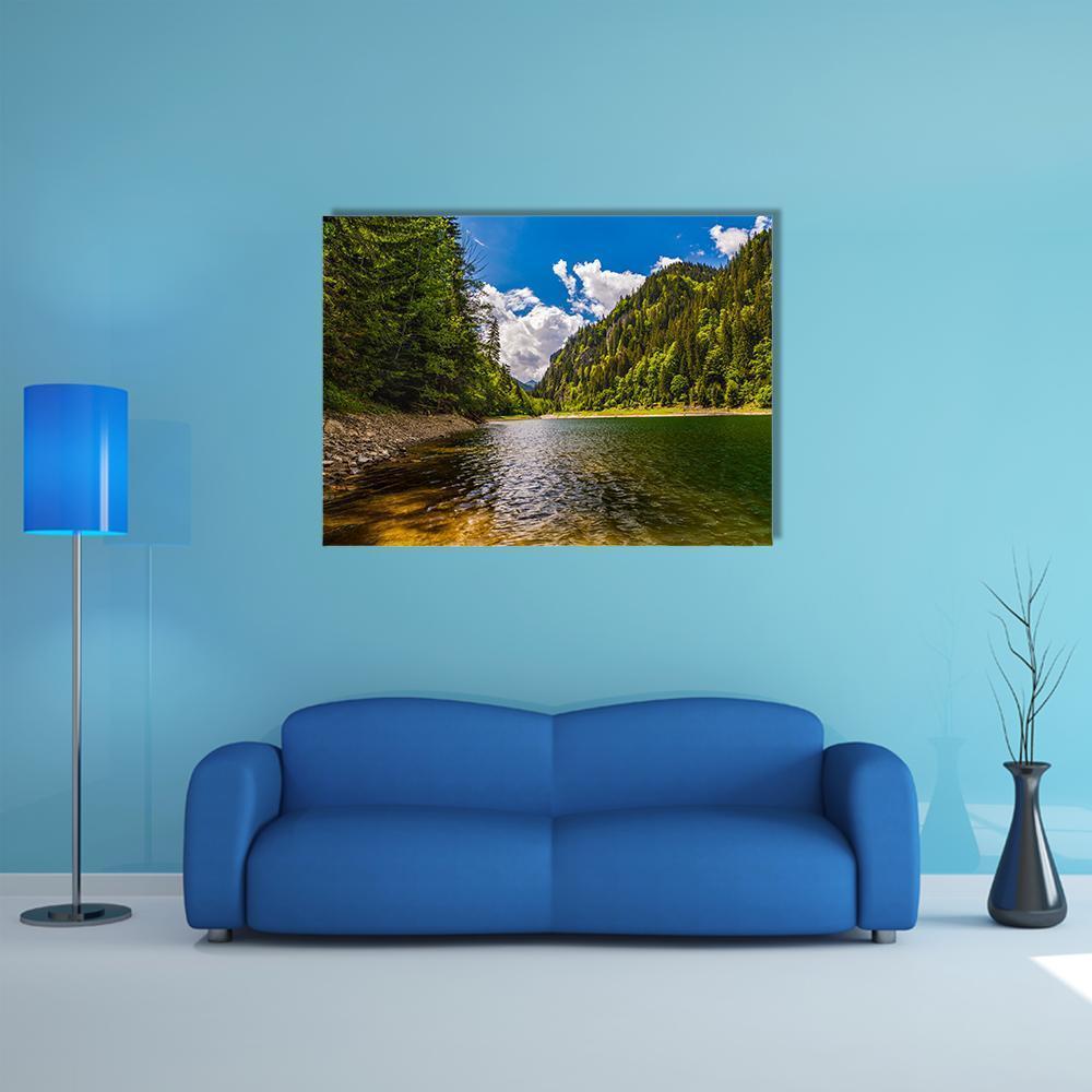 Lake In Parang Mountains Canvas Wall Art-1 Piece-Gallery Wrap-48" x 32"-Tiaracle