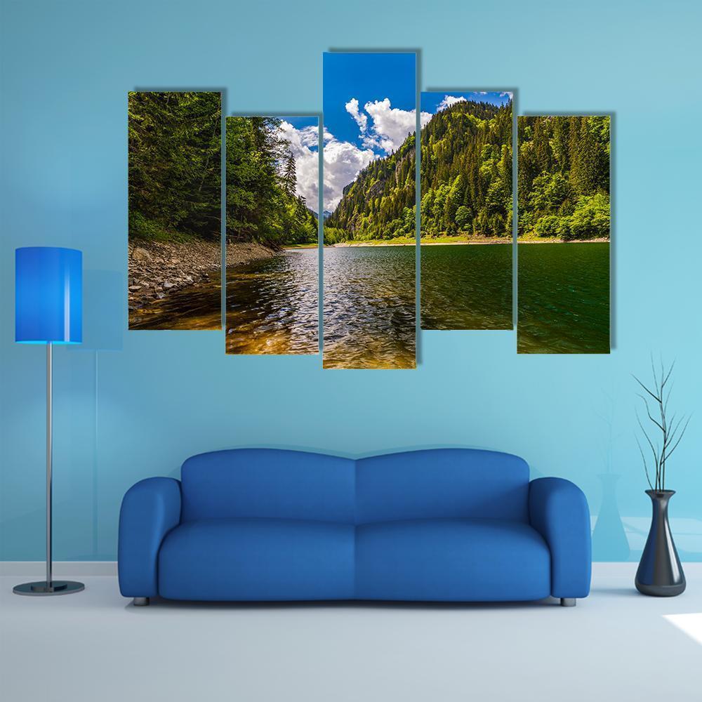 Lake In Parang Mountains Canvas Wall Art-5 Pop-Gallery Wrap-47" x 32"-Tiaracle