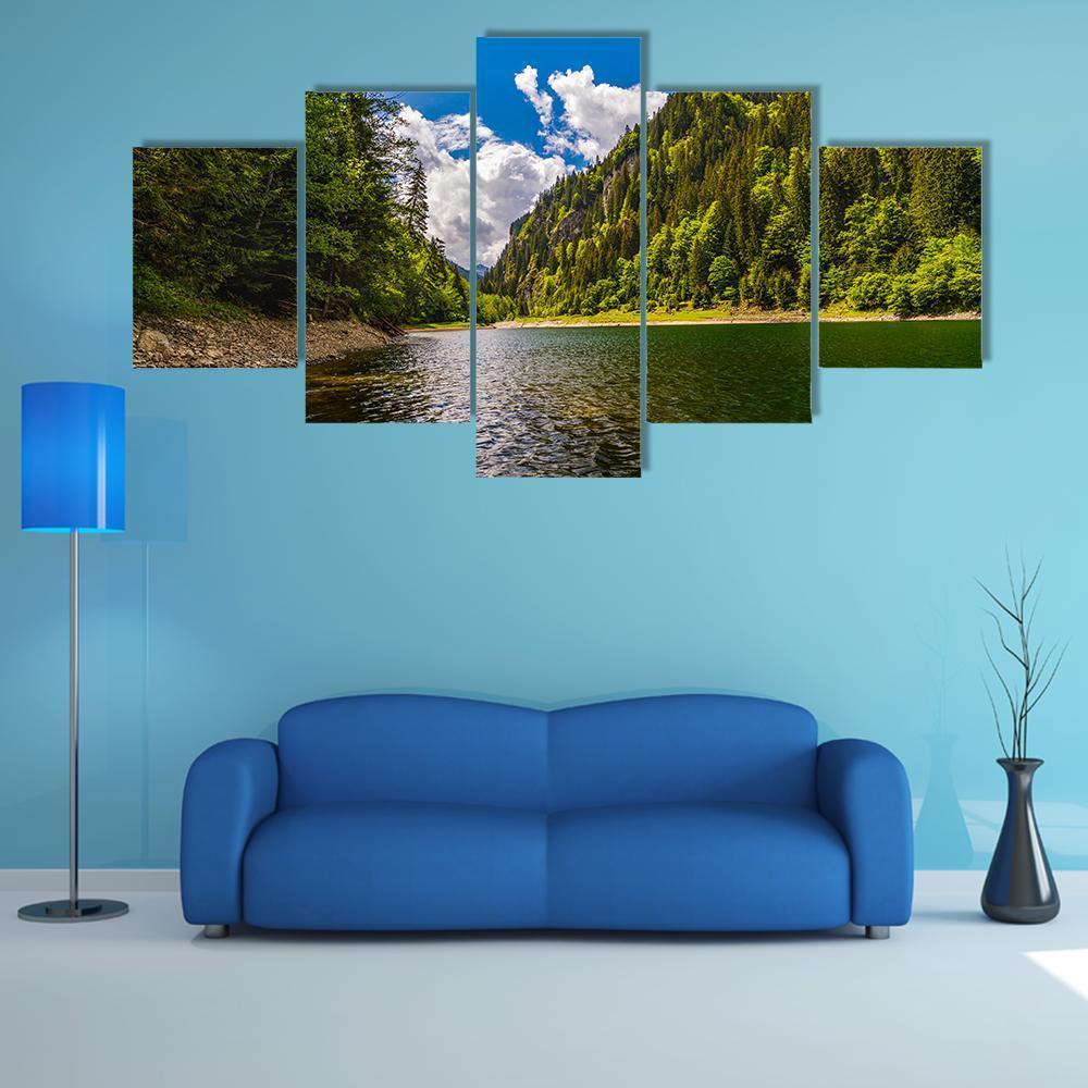 Lake In Parang Mountains Canvas Wall Art-5 Star-Gallery Wrap-62" x 32"-Tiaracle